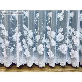   Méteráru, falevél, Vitrázs Függöny, Zsakar, fehér, 120 cm 