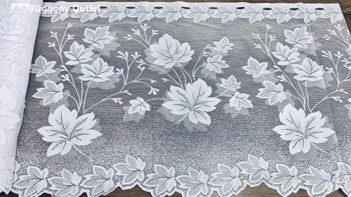 Méteráru, falevél, Vitrázs Függöny, Zsakar, fehér, 60 cm 