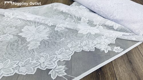 Méteráru, falevél, Vitrázs Függöny, Zsakar, fehér, 120 cm 