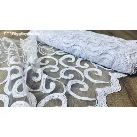   Méteráru, Vitrázs Függöny, Melisz himzett, jeges fehér, 60 cm 