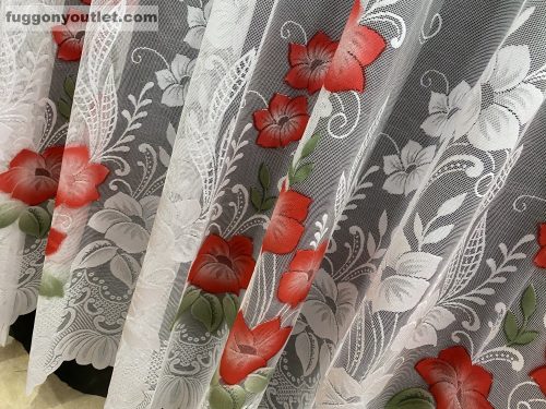 Pipacsvirág, fehér alapon piros, 300x155 cm