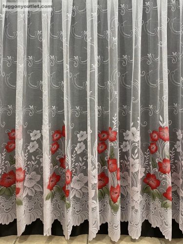 Pipacsvirág, fehér alapon piros, 300x155 cm