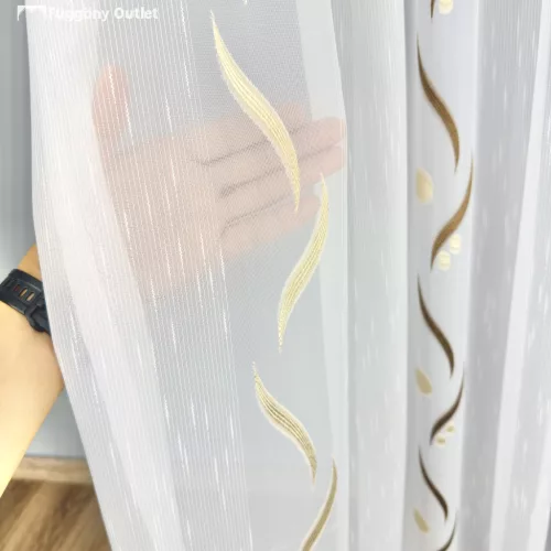 Voile, Roshan, fehér alapon barna és arany, 300x260cm