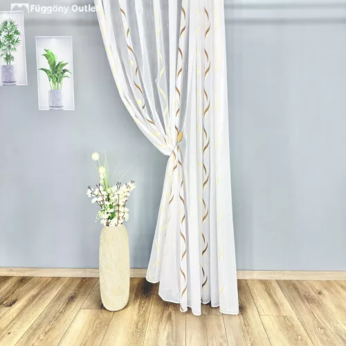 Voile, Roshan, fehér alapon barna és arany, 300x260cm