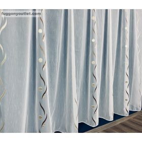 Voile, Roshan, fehér alapon barna és arany, 300x155 cm