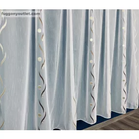 Voile, Roshan, fehér alapon barna és arany, 300x155 cm