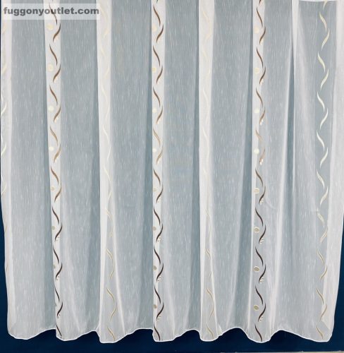 Voile, Roshan, fehér alapon barna és arany, 300x155 cm