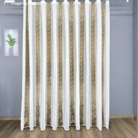 Voile, Hellas, fehér alapon barna és arany, 300x180cm