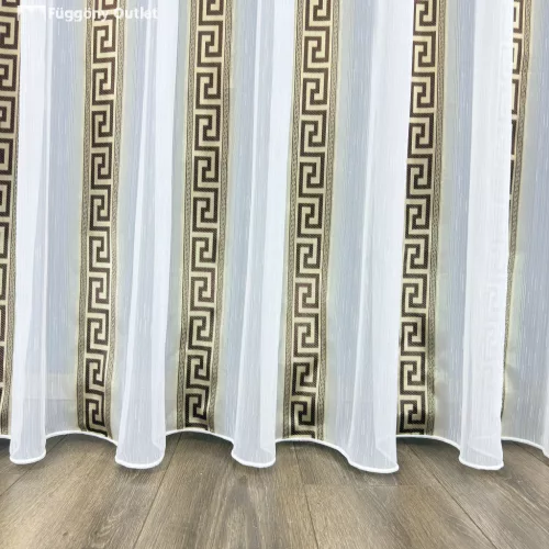 Voile, Hellas, fehér alapon barna és arany, 500x155cm