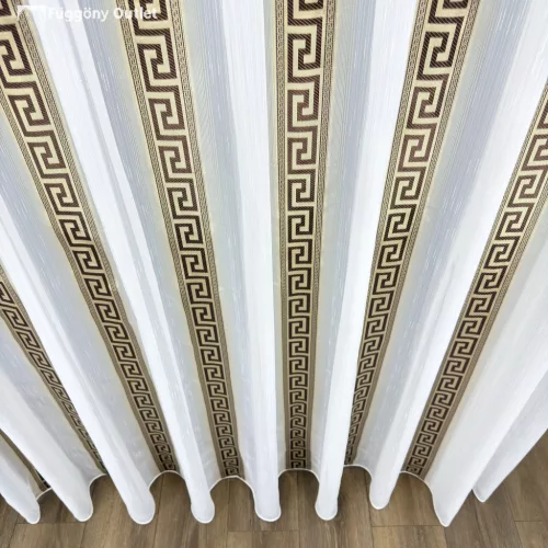 Voile, Hellas, fehér alapon barna és arany, 500x155cm