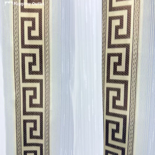 Voile, Hellas, fehér alapon barna és arany, 500x155cm