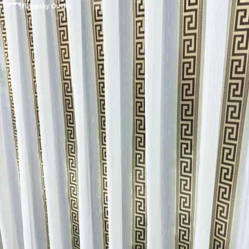 Voile, Hellas, fehér alapon barna és arany, 500x155cm
