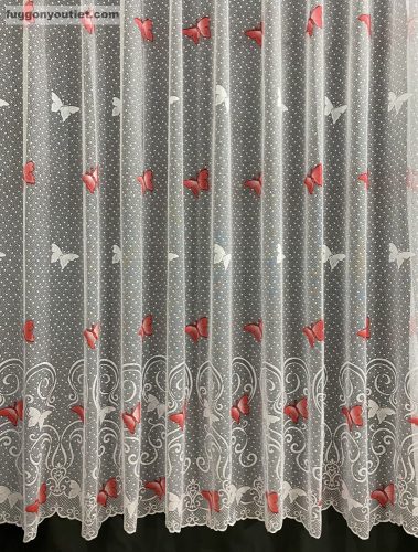 Pillangó, fehér alapon piros, 300x250 cm