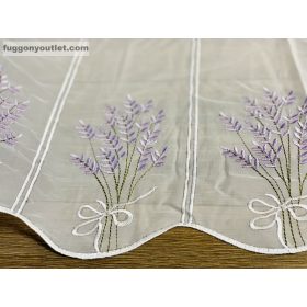   Méteráru, Vitrázs Függöny, himzett Levendula fehér lila, 45 cm