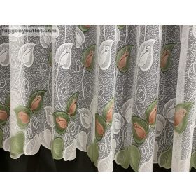 Tulipánlevél, fehér alapon barna és zöld, 300x250 cm