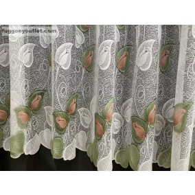 Tulipánlevél, fehér alapon barna és zöld, 300x250 cm