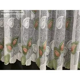 Tulipánlevél, fehér alapon barna és zöld, 400x175 cm