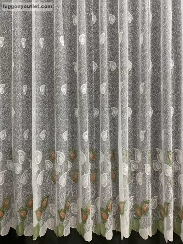Tulipánlevél, fehér alapon barna és zöld, 300x250 cm