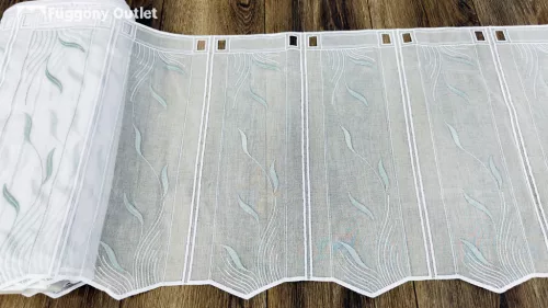 Méteráru, Vitrázs, fehér hímzett menta zöld mintával, 45 cm