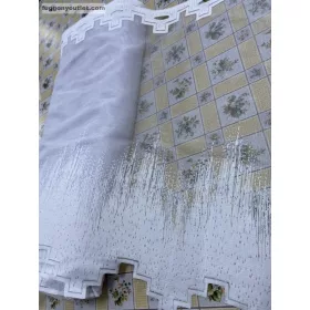   Méteráru, Vitrázs Függöny, Zsakar, Parkettas fehér, 55 cm 