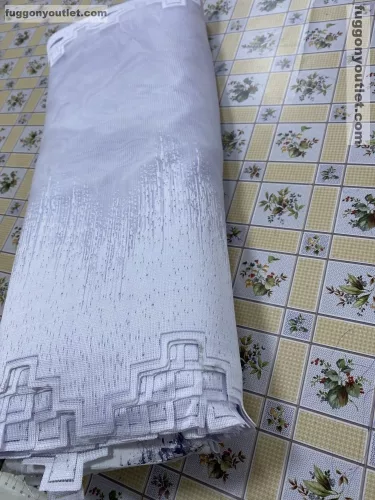 Méteráru, Vitrázs Függöny, Zsakar, Parkettas fehér, 55 cm 