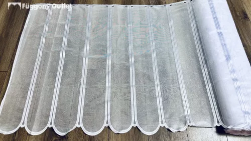 Méteráru, Ayaz , Vitrázs Függöny, Zsakar, fehér, 120 cm 