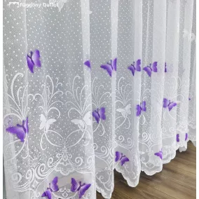 Lepke, fehér alapon lila, 500x175 cm