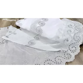   Méteráru, Vitrázs Függöny, voile, szürke  hímzett , 60 cm