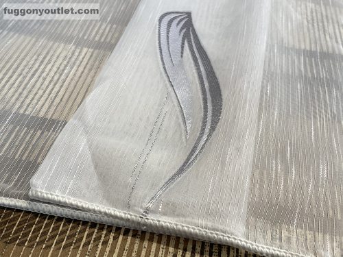 Voile, Seda, fehér alapon szürke, 300x160 cm