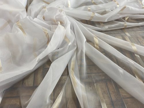 Méteráru,Voile,Parketta, fehér alapon arany, 280 cm