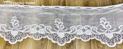 Méteráru, Vitrázs Függöny, Zsakar, leveles, fehér, 32 cm
