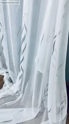 Voile, Azra, fehér alapon szürke, 300x260 cm 