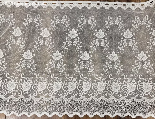 Méteráru, Vitrázs Függöny, Zsakar, szőlölevél, krém, 90 cm 