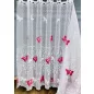   Méteráru, Vitrázs Függöny, Zsakar, Pillangós fehér alapon piros, 120 cm 