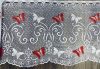Méteráru, Vitrázs Függöny, Zsakar, Pillangós fehér alapon piros, 60 cm 