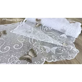   Méteráru, Vitrázs Függöny, Zsakar, Pillangós fehér alapon barna, 60 cm 