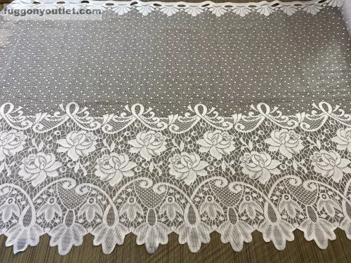 Méteráru, Vitrázs Függöny, Zsakar, Sorrozsa, fehér, 90 cm
