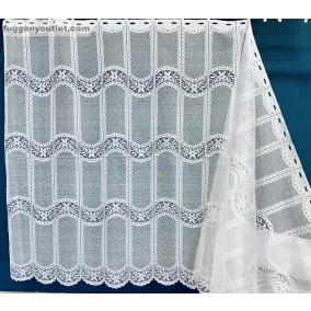   Méteráru, Vitrázs Függöny, Zsakar, Dantel, fehér, 120 cm