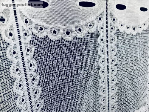 Méteráru, Vitrázs Függöny, Zsakar, Dantel, fehér, 90 cm