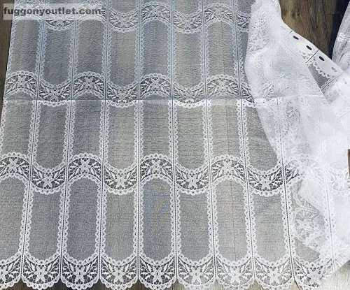 Méteráru, Vitrázs Függöny, Zsakar, Dantel, fehér, 90 cm