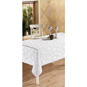 Asztalteritő, Lux203, fehér, 160x220 cmovális, teflonos