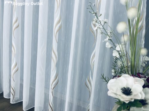 Méteráru, Voile, Dilara, fehér alapon Mogyoró, 280 cm 