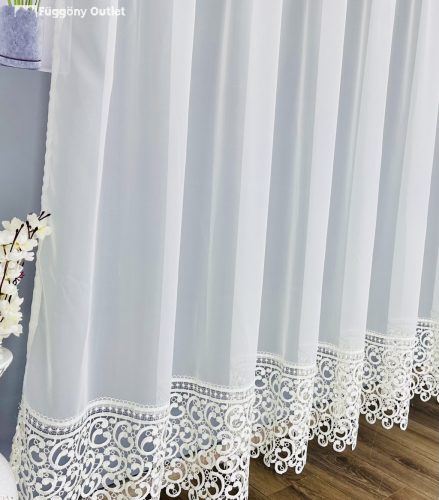 Voile, csipkés, krém, 200x175 cm