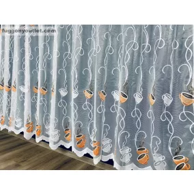 Coffee, fehér alapon narancs barna, 500x175 cm