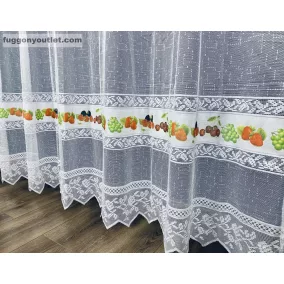 Konyha, fehér alapon színes gyümölcsös csik, 300x175 cm