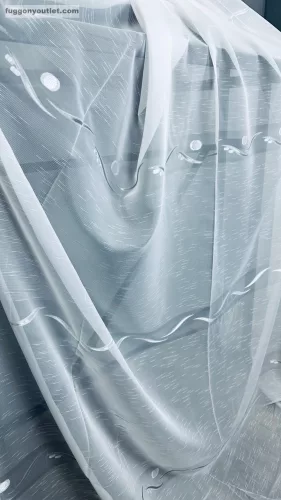 Méteráru,Voile,Roshan, fehér alapon szürke, 150 cm 