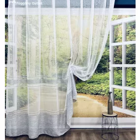 Voile, szürke Szatén Csíkos, 300x250 cm