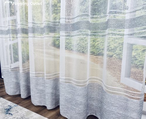 Voile, szürke Szatén Csíkos, 300x250 cm