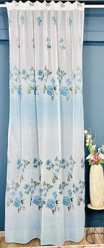 Voile, kék rózsa, 145x250 cm 