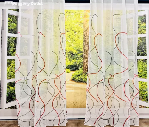 Voile, Dalga piros ,145x250 cm 2 db csomag
